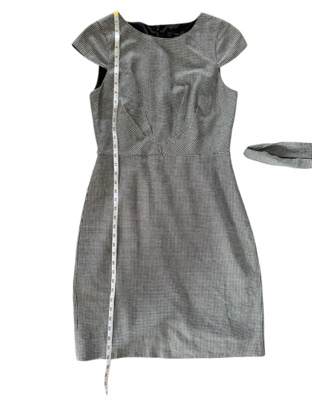 J.Crew Size 6 Houndstooth Linen Blend Sheath Dress Belted Classic Chic - Picture 13 of 16